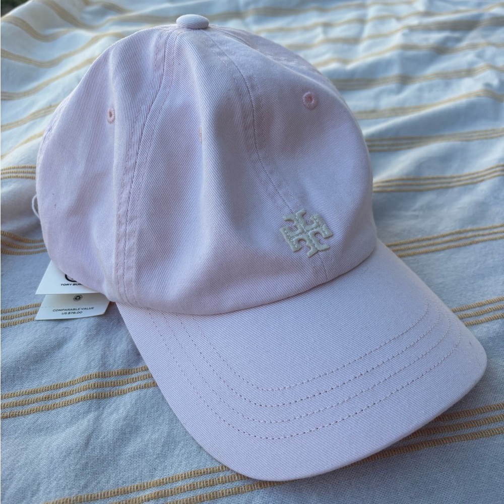 Tory Burch Pastel Pink Logo Baseball Cap